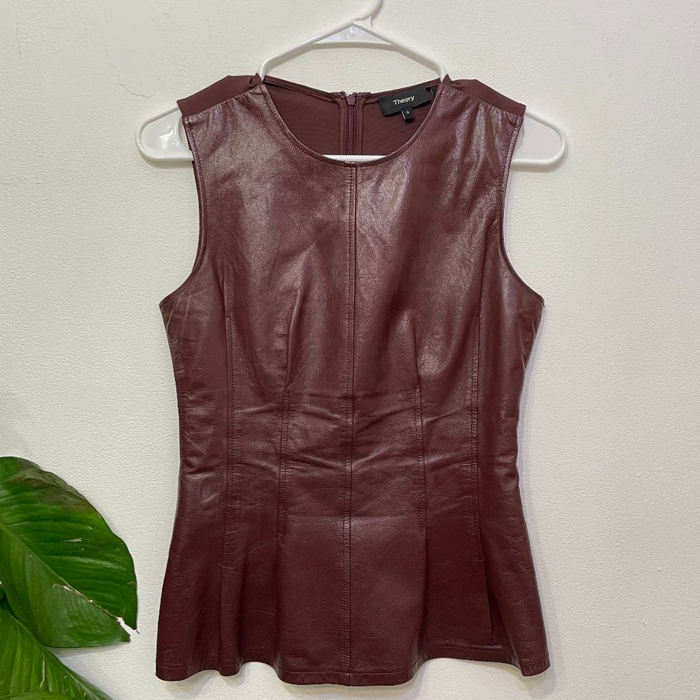 Theory Lamb Leather Modern Shell Top